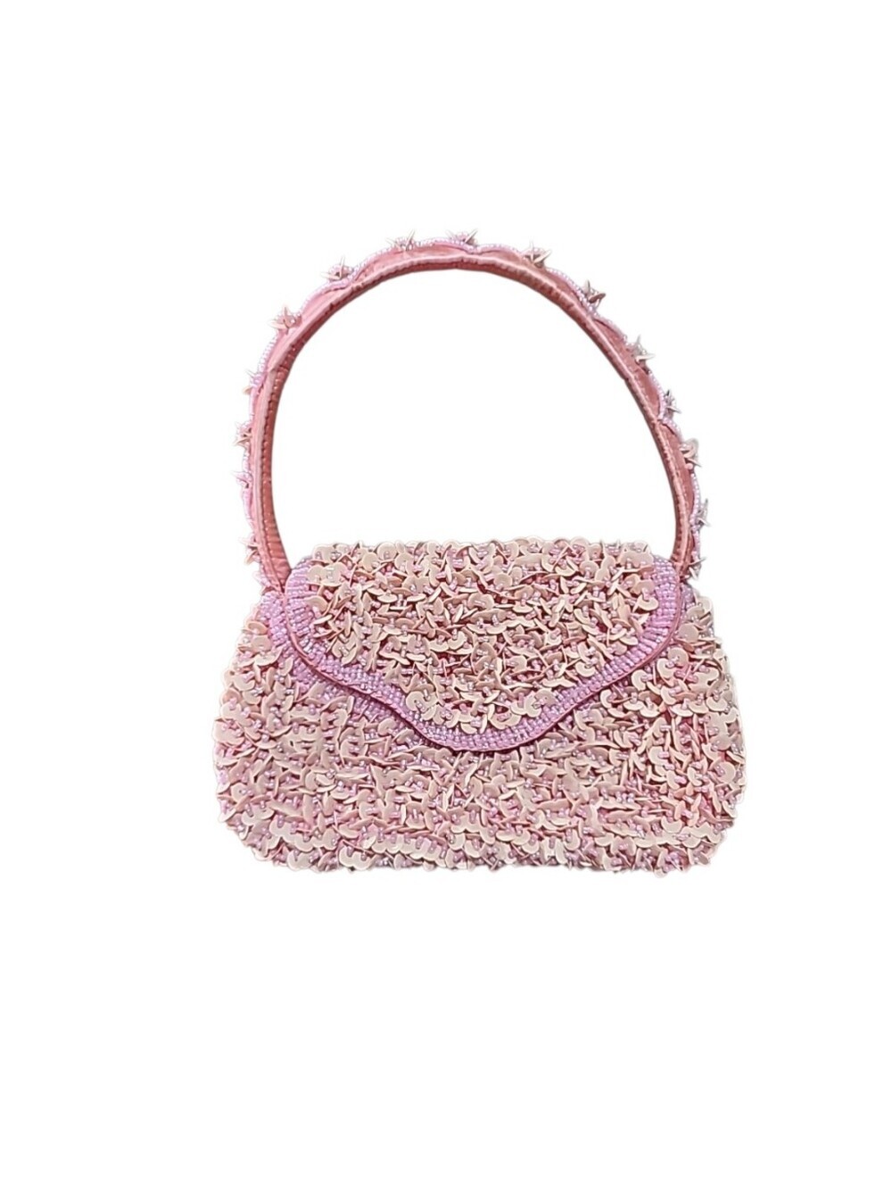 Pink Vintage Beaded & Sequin Mini Shoulder Bag | Y2K Glam Party Purse - Picture 4 of 9